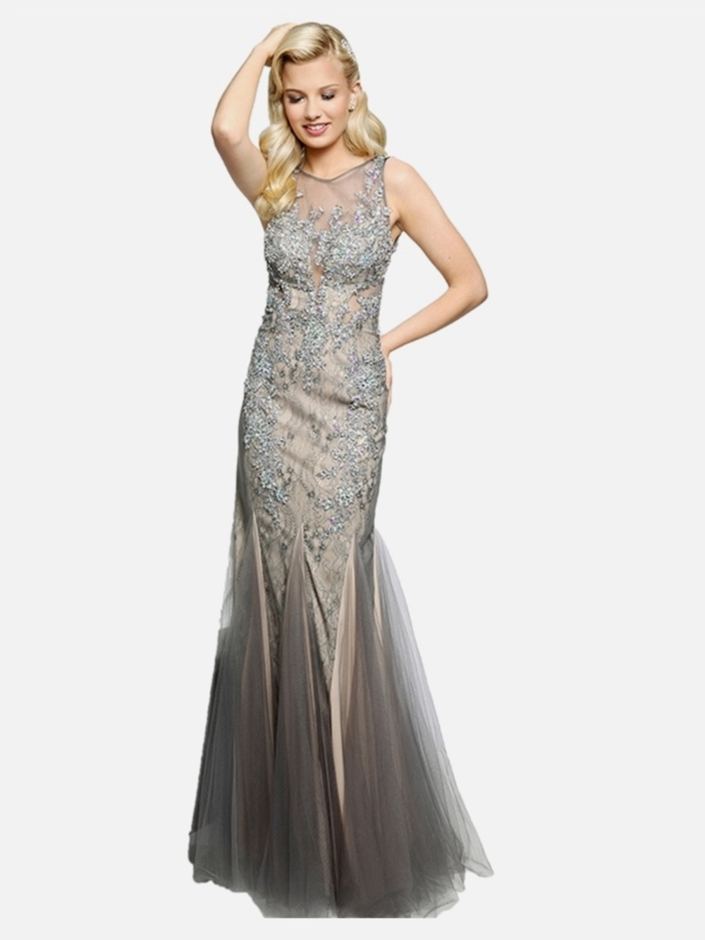 Jovani GUNMETAL JVN BY JOVANI PROM/PAGEANT/FORMAL DRESS/GOWN #98665 SIZE 6